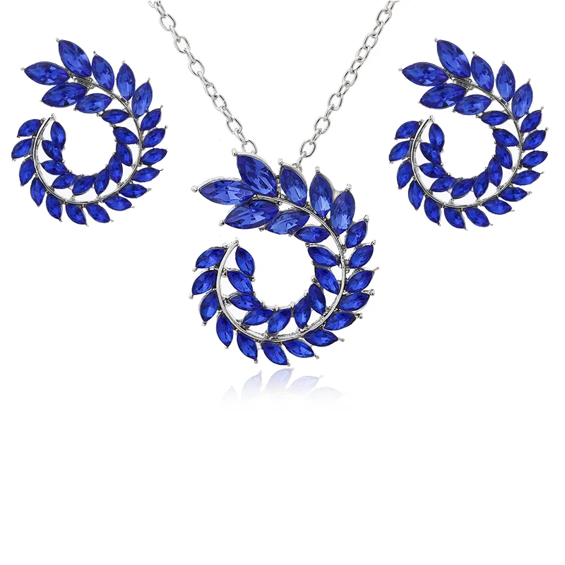 XIYANIKE Fashion Wedding Jewelry Set Chain Enamel Charm Crystal Rhinestone Jewelry Sets For Party Bridal Necklace Earrings