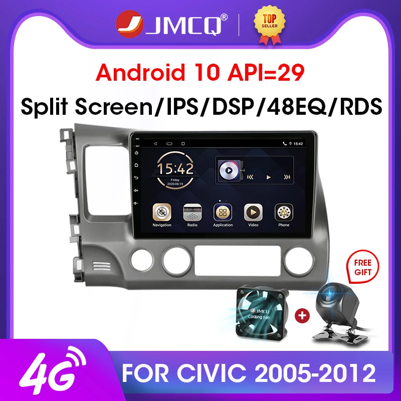 

JMCQ 2+32GB Android 9.0 CarPlay DSP Car Radio Multimidia Video Player Navigation GPS Car Stereo For Honda Civic 2005-2012 2din