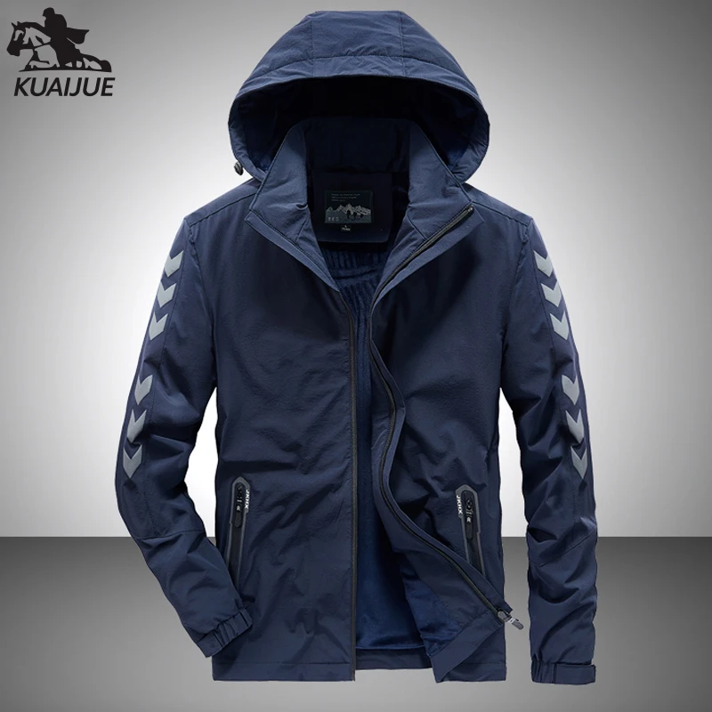 

Jacket Men spring autumn New mens windbreaker Elasticity Hooded Plus velvet jackets men coat windproof casual Men's coats 20298