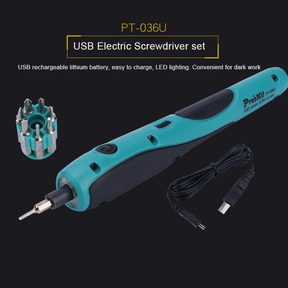Pro'skit PT-036U 3,6 В USB электрическая дрель шуруповерт набор аккумуляторных Отверток многофункциональный мощный ремонтный набор ручных инструментов