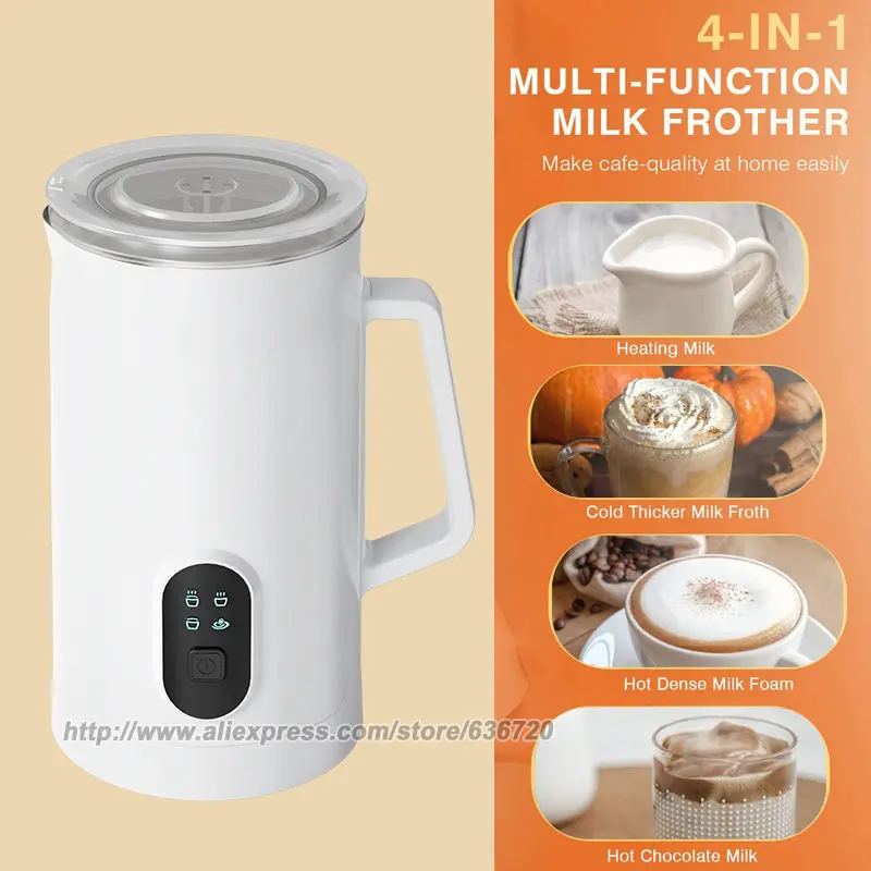  SIMPLETASTE Espumador de leche, vaporizador de leche eléctrico  4 en 1, máquina automática de espuma fría y cálida y calentador de leche  para latte, capuchinos, macchiato : Hogar y Cocina