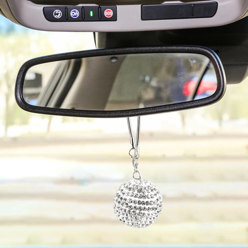 LEEPEE Car Pendant Diamond Crystal Ball Car Rear View Mirror Ornament