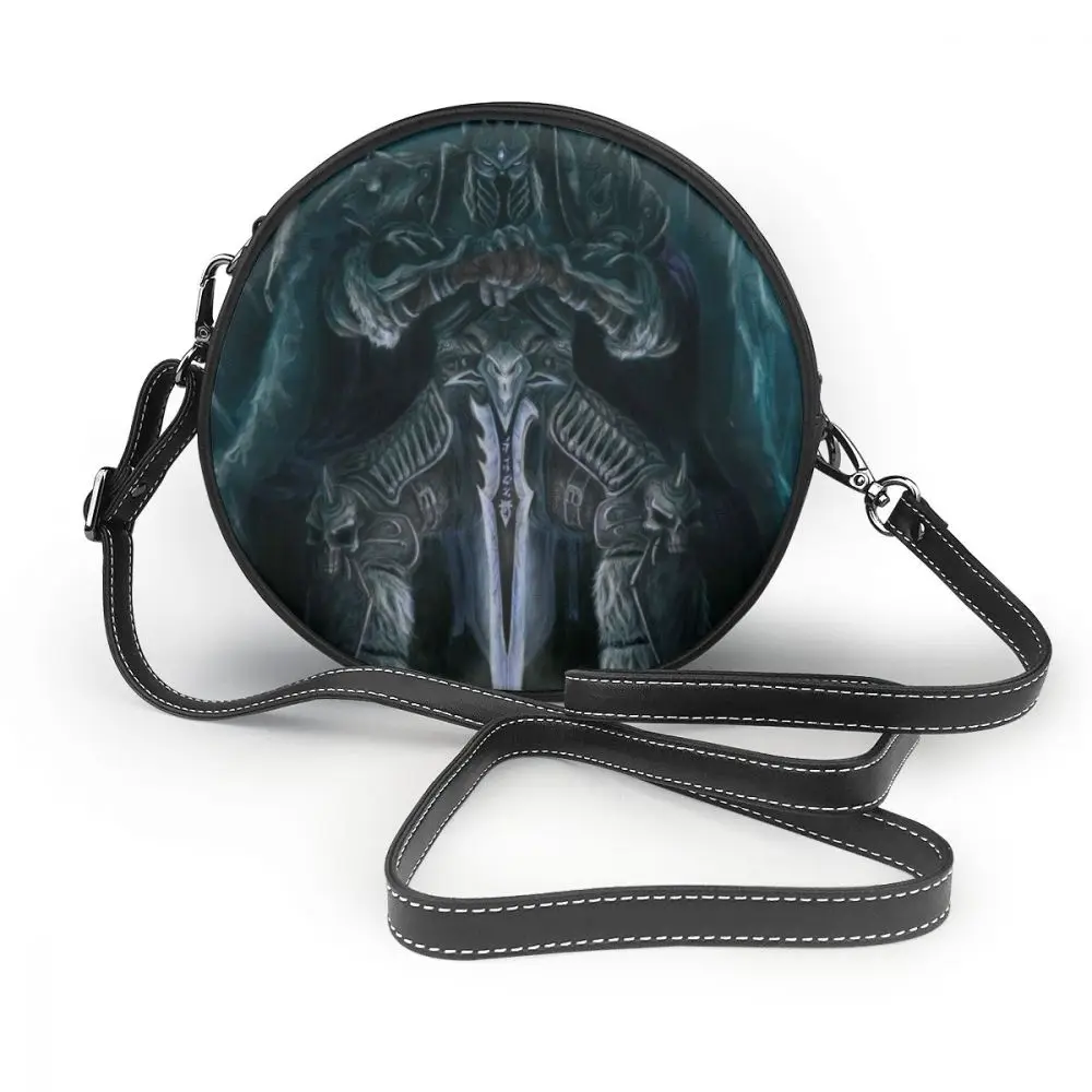 

World Of Warcraft Horde Shoulder Bag The Lich King Leather Bag Shopper Woman Women Bags Student Multifunctional Round Purse