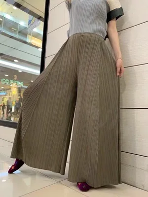 Горячая Miyake модные тонкие складные узкие боковые прямые брюки длинные штаны широкие брюки - Цвет: Хаки