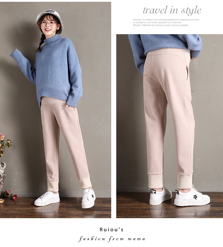 Длинные брюки для беременных; контрастные цвета; брюки для беременных; прямые брюки для беременных; сезон осень; Повседневная Корейская одежда для беременных женщин