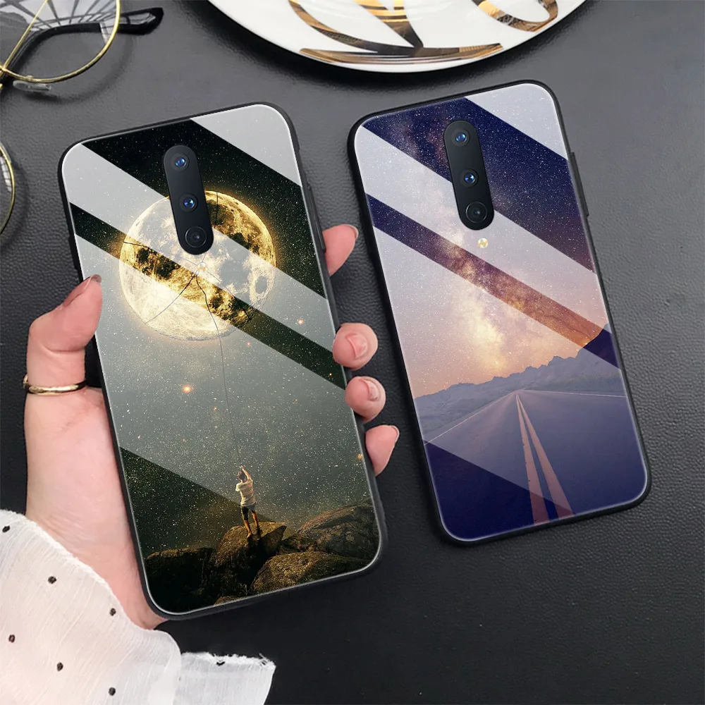 

Starry sky Case For Oneplus 8 Pro 8T 7T 7 6T 6 Nord Pro Glass Phone Cases for one plus 8 8pro 1+7 1+7t 1+8t 1+6 1+6t Cover Funda