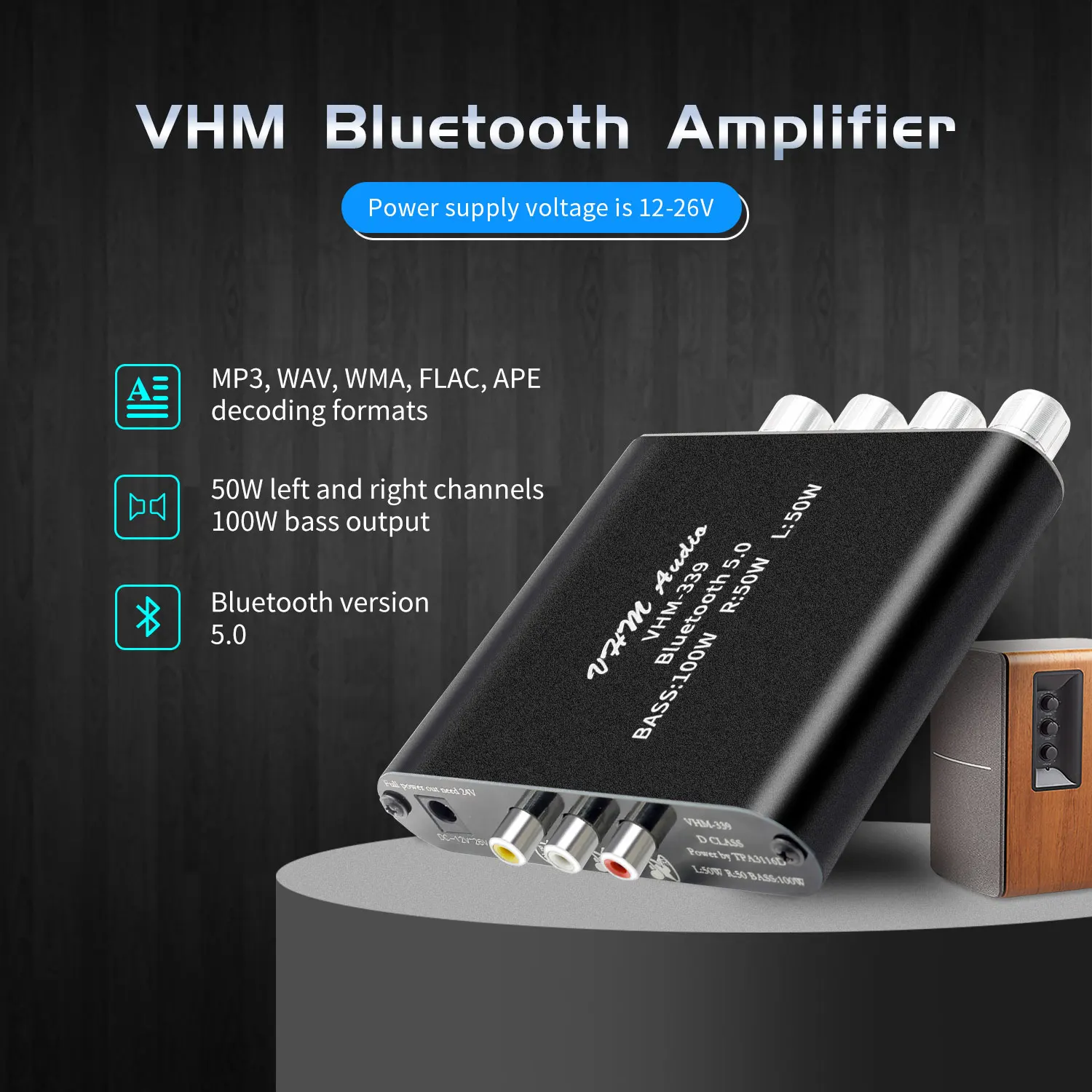 2*50W+100W Bluetooth 5.0 Subwoofer Power Amplifier TPA3116D2 HIFI Digital C 2.1 Stereo Audio TPA3116 Class D Bass Mini AMP | Электроника