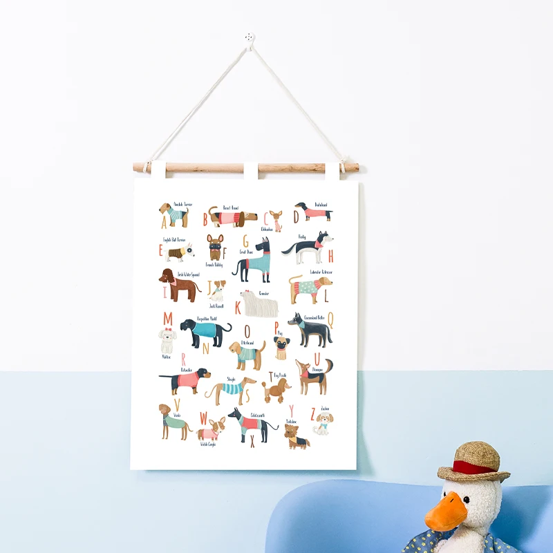 Dog-Alphabet-Poster-Nursery-Decor-Dog-Lover-Gifts-ABC-Dogs-Breeds-Cartoon-Wall-Art-Canvas-Painting