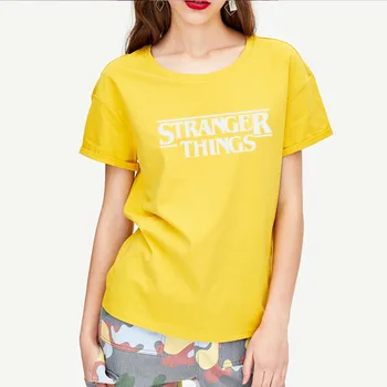 

Second Half Price STRANGER THINGS Ringer Tee Hipster Shirts Tumblr Graphic T-Shirt Women Men Letter Print T Shirt Trendy Cotton