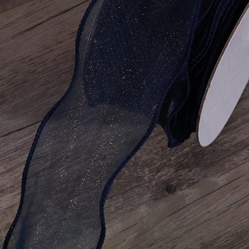 Dark blue 25 ярдов/рулон) 5 см волнистая лента из органзы DIY для подарочных коробок на свадебную вечеринку упаковочная лента ручной работы для шитья и банта для волос аксессуары - Цвет: Dark blue
