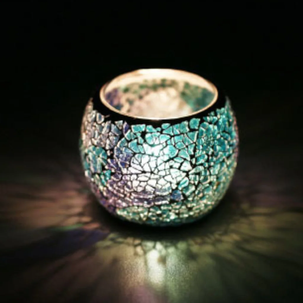 Assorted Colorful Mosaic Glass Candle Holder Bowl Tealight Votive Holder for Wedding Party Home Decor Birthday Good Blessing