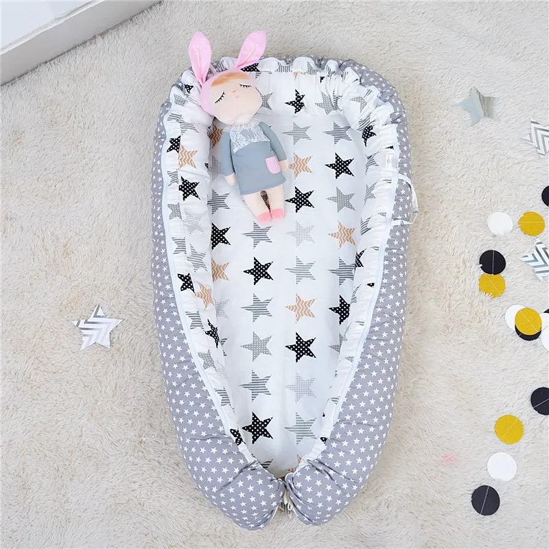 INS скандинавский хлопок детская переносная люлька матка бионическое гнездо кровать, пригодная для стирки Съемная дорожная кроватка для новорожденных детей с бампером