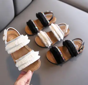 

Hot Summer Fashion Children Baby Girl Soft Sandals Fringe Beach Crystal Single Princess Sandals Shoes Size 21-30