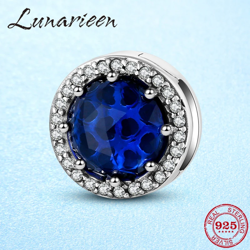 

Real 925 Sterling Silver blue drunk moon night Charms Clips Beads for Women fit Reflection Bracelets DIY Silver Jewelry Making