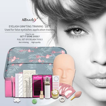 

LBlash Professional Training False Eyelashes Extension Set Grafting Eye Lashes Practice Eye Pads Tweezers Glue Ring Brush Kits