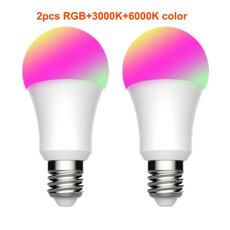 RGBWC Lonsonho 2 шт. Wifi умный светодиодный светильник лампа E27 9 Вт 850lm RGB+ C+ W Tuya Smart Life App беспроводной пульт дистанционного управления Alexa Google Home - Комплект: RGBWC