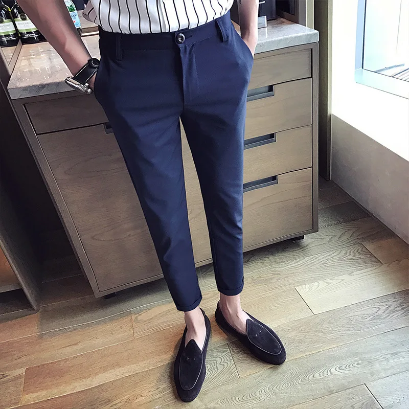 Men Trousers Casual White Nine-point Feet Slim Breathable Comfortable Business