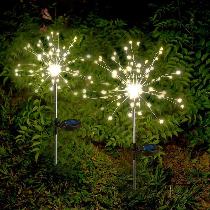 

Solar Fireworks Lights Outdoor Waterproof 8 Modes Solar Garden Decorative Lights Copper Wires String Light for Walkway Pathway