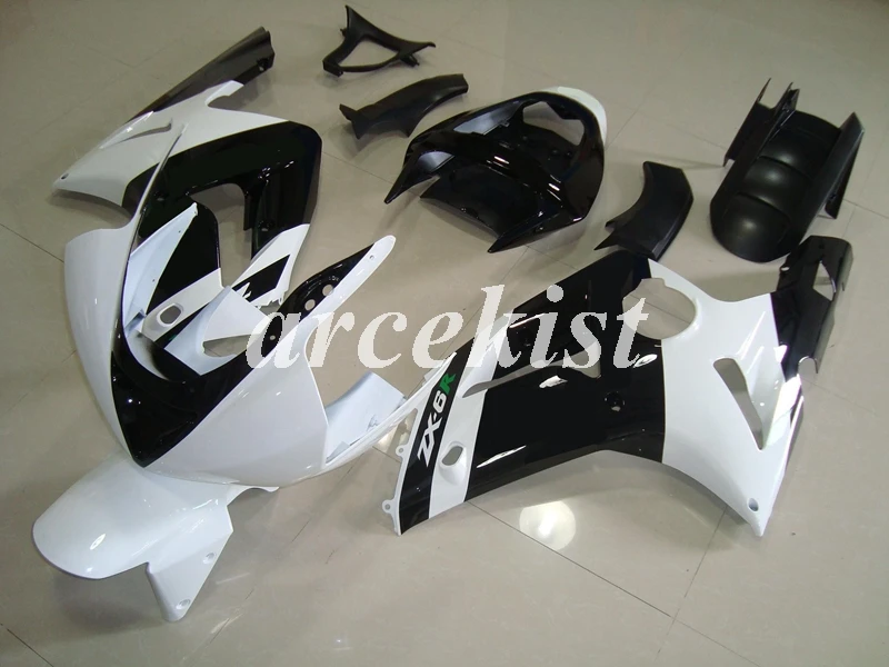 ABS мотоцикл обтекатели комплект подходит для kawasaki Ninja ZX6R 636 2003 2004 6R 03 04 ZX-6R комплект на заказ Белый Черный