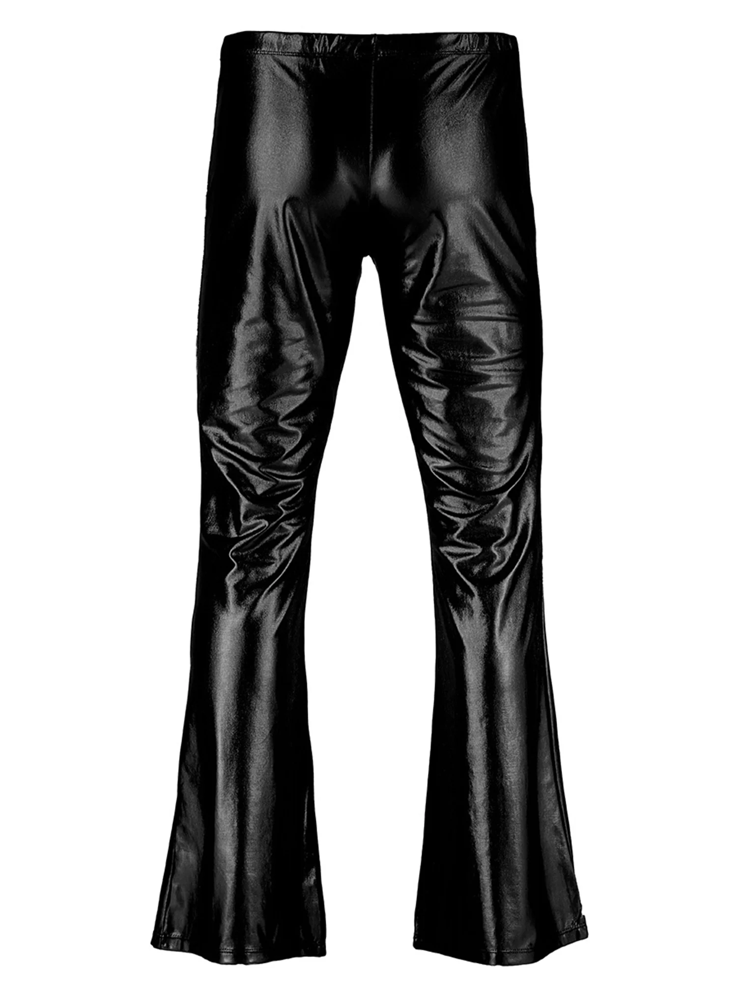 Description Picture 6 of itemChicTry Adults Mens Shiny Metallic Disco Pants with Bell Bottom Flared Long Pants Dude Costume Trousers for 70's Theme Parties