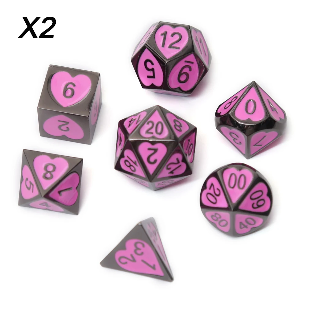 Chengshuo игральные кости DND Металл РГП набор многогранных подземелья и дракон d20 12 10 8 6 черный настольные игры цинковый сплав Цифровой узор в кости - Цвет: X2