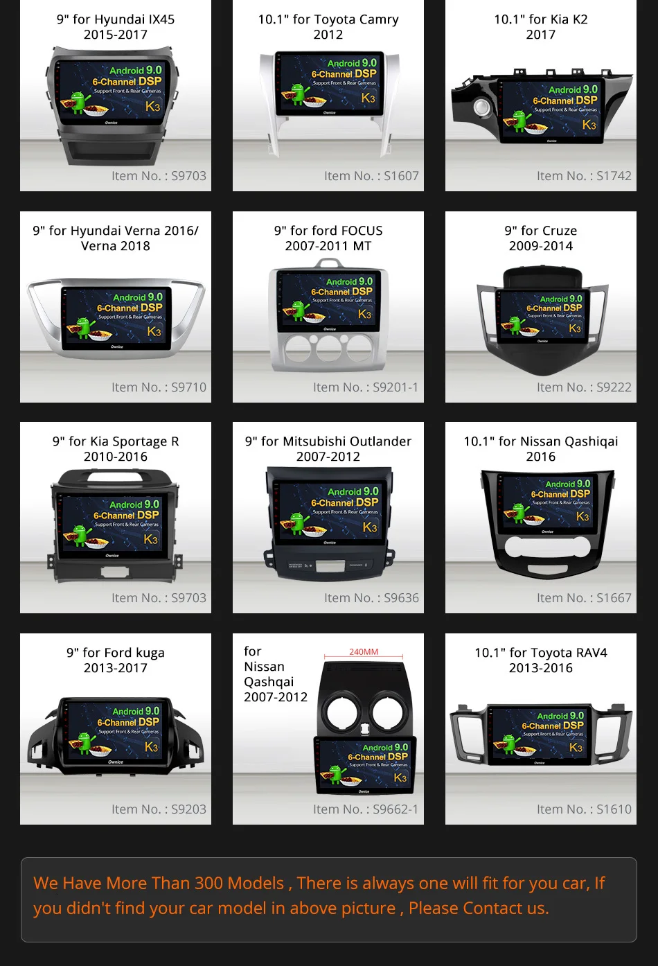 Discount Ownice K3 Android 9.0 Car Radio 2din Universal for VW Toyota Hyundai Nissan Auto GPS Navi Support DSP 4G LTE Front Rear Camera 6