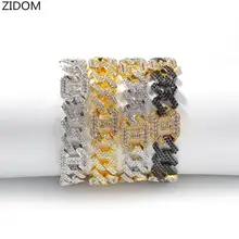 Для мужчин в стиле «хип-хоп» цепи из нержавеющей стали браслет вымощенный набор Стразы 17 мм в стиле "хип-хоп" кубинская цепь браслеты ювелирные изделия Прямая