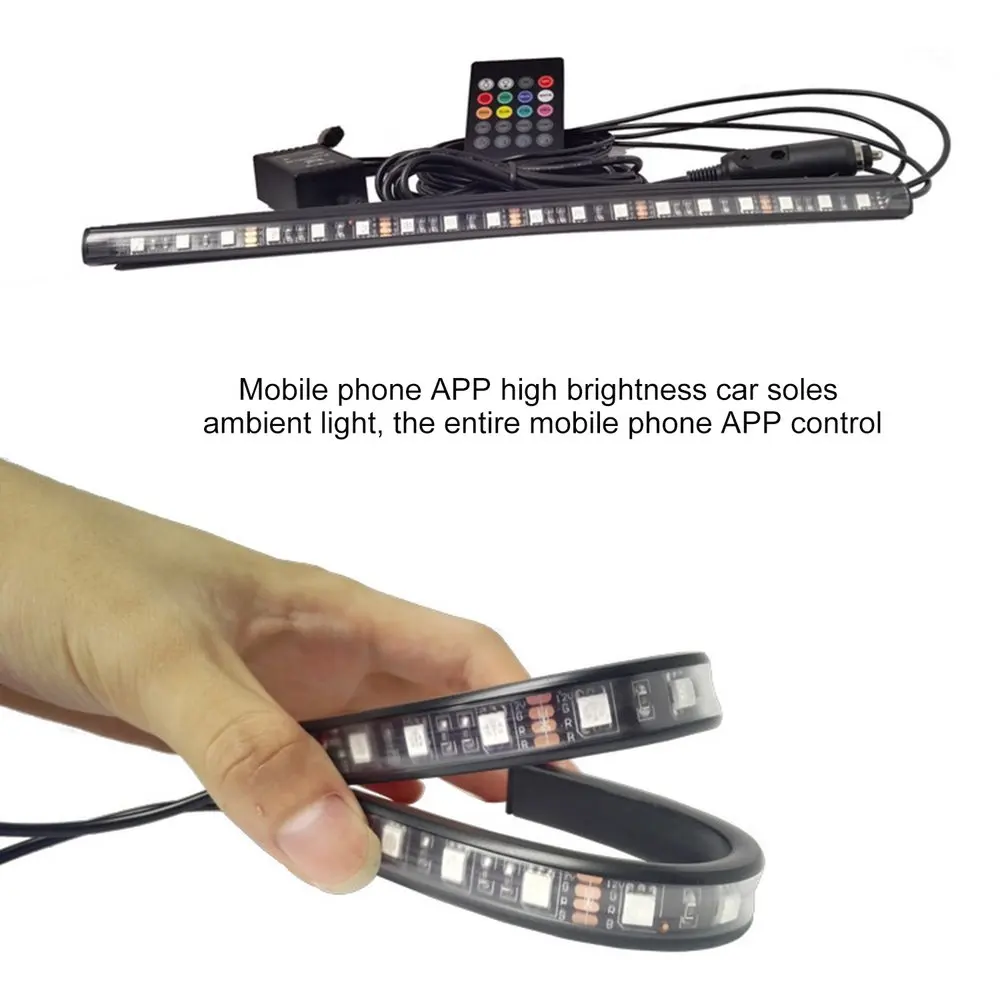 18LED Автомобиль Стайлинг интерьерная лампа с голосовым управлением полоса декоративный свет атмосферный окружающий свет с пультом дистанционного управления