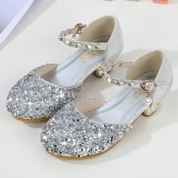 

summer shoes for girls Glitter Children Girl's Rhinestone Ballroom Latin Tango Dance Shoes Heeled Shoes sandale fille