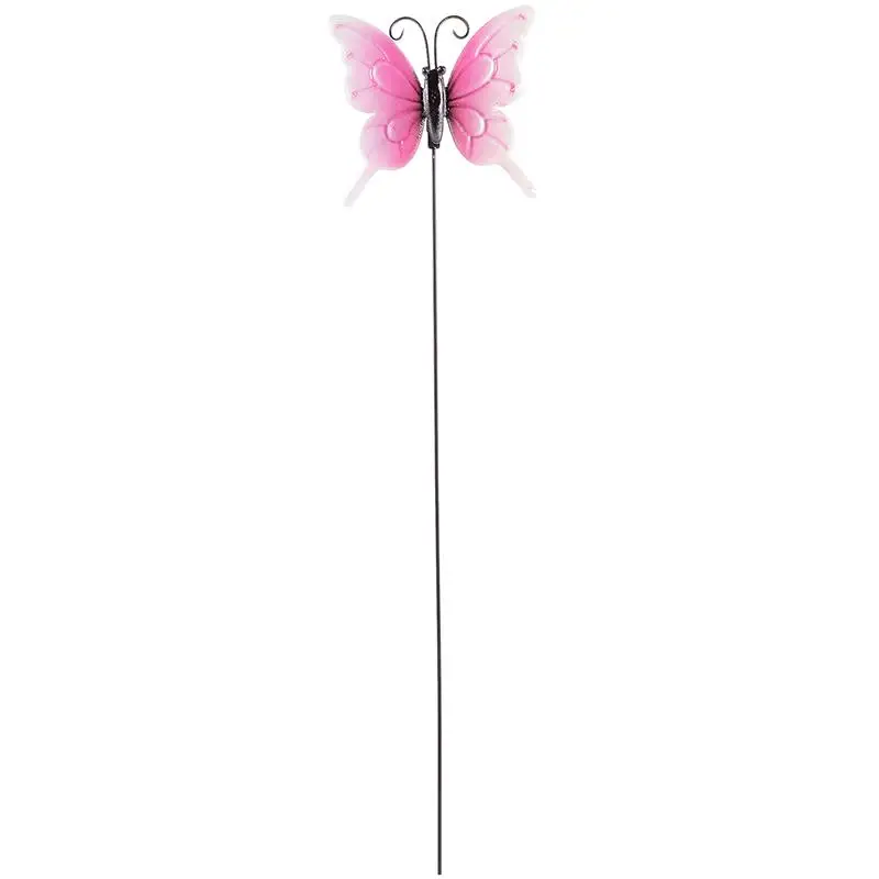 1pc Pretty Garden Plug-In Decor Butterflies Receptacle Stylish Metal Ornament Garden Yard Decor