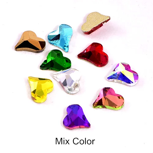 Mix Color 20 шт 5*6 мм в форме сердца K9 не горячая фиксация стразы с плоской задней стороной для дизайна ногтей Стразы из стекла хрустальные стразы для украшения ногтей B1343 - Цвет: Mix Color