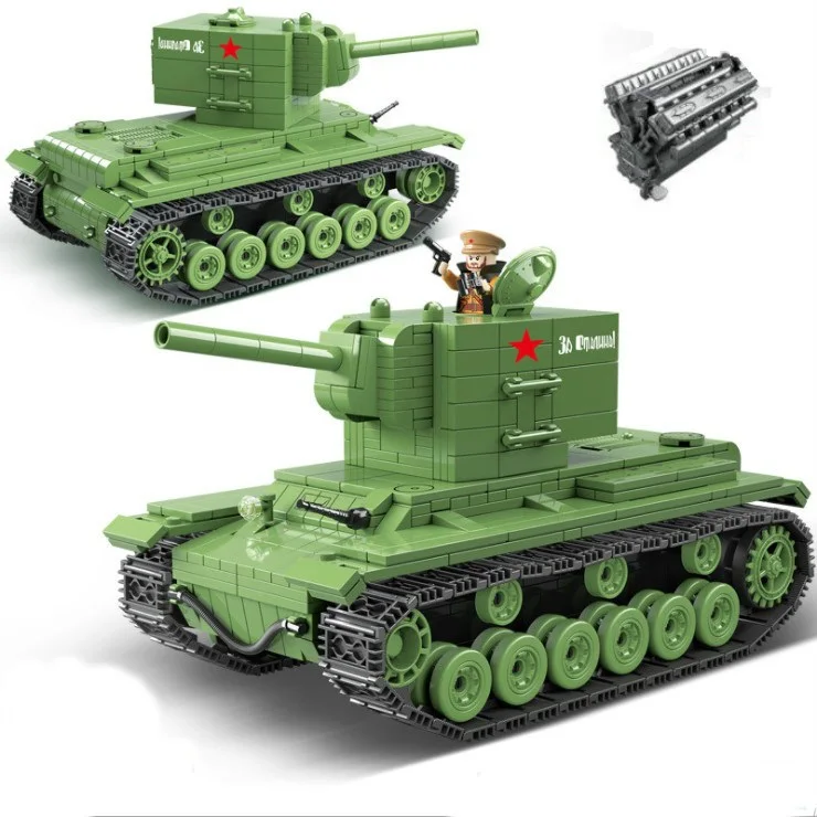 

818PCS Military Soviet Russia KV 2 Tank Building Blocks legoinglys tank City WW2 Soldier Police Weapon Bricks Sets Toys for Boys