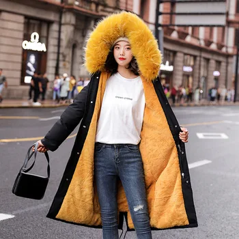 

Artificial Fur Collar Ultra Long Female Overcoat Winter Thick Parka Reversible Colour Duck Down Warm Coat Large Size Down Jacket