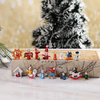 

Christmas Decoration Small Pendant Color 48 Piece Set Diy Wooden Christmas Pendant Ornament Christmas Party Pendant