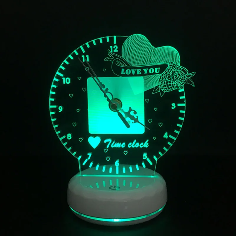 Новинка часы времени 3D светодиодный настольный светильник USB сенсорный пульт