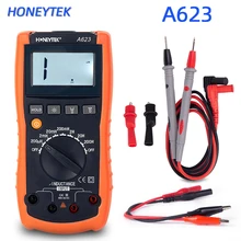 HONEYTEK измеритель индуктивности Цифровой мультиметр индуктивности тестер Измеритель LC с зондом тестовый свинец+ зажимы аллигатора наборы A623