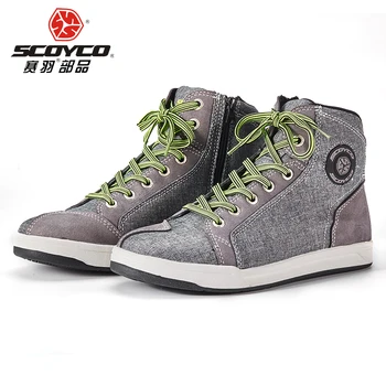 

Original SCOYCO Motorcycle Boots Men Grey Casual Fashion Wear Shoes Breathable Anti-skid Protection Gear Botas De Motociclista