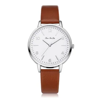 

Round Dial Quartz Watch Wristband Women Fashion Hours Luxury Ladies Soft Leather Belt Strap Gift Cheap Valentine Girls Sports