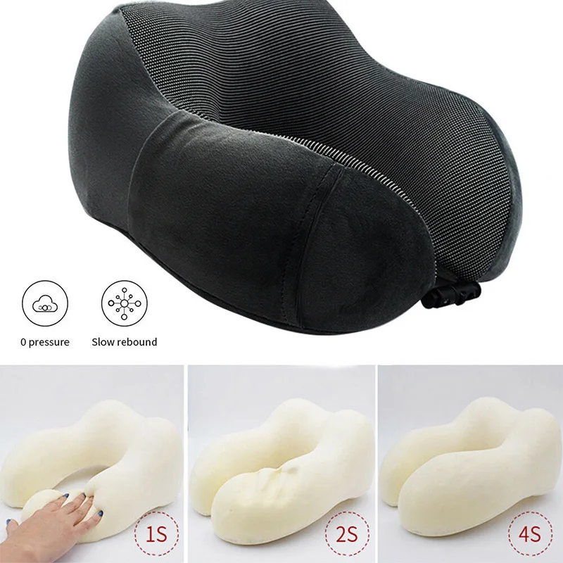 Travel Neck Pillow Memory Foam U shaped Neck Support Headrest Travel