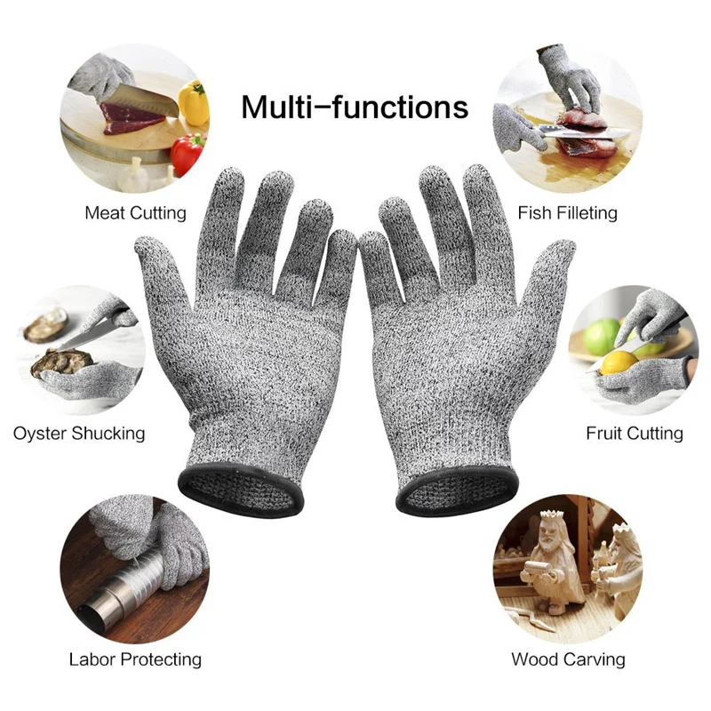 Уровень 5, устойчивые к порезам, Проволочная металлическая перчатка, перчатки для кухни, мясника, для устриц, пощипывания рыбы, садоводства, защитные перчатки