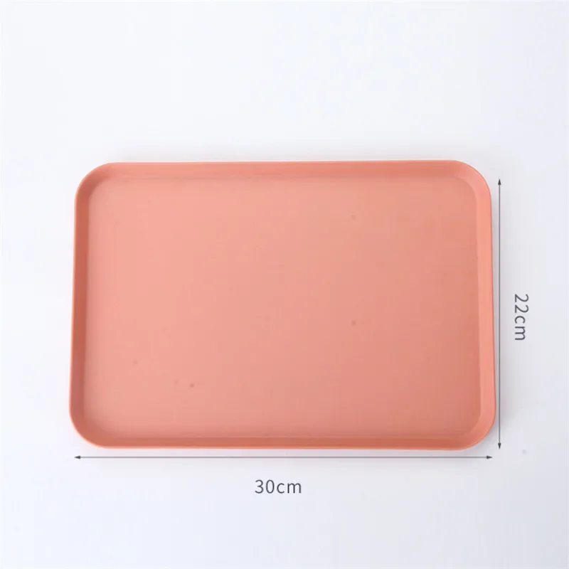 1 pcs Rectangle Fruit Bamboo Fiber Plates Storage Tray Family Dessert Dish Snack Dish Party Home Maintenance Tray Plate petisco - Цвет: Small Pink