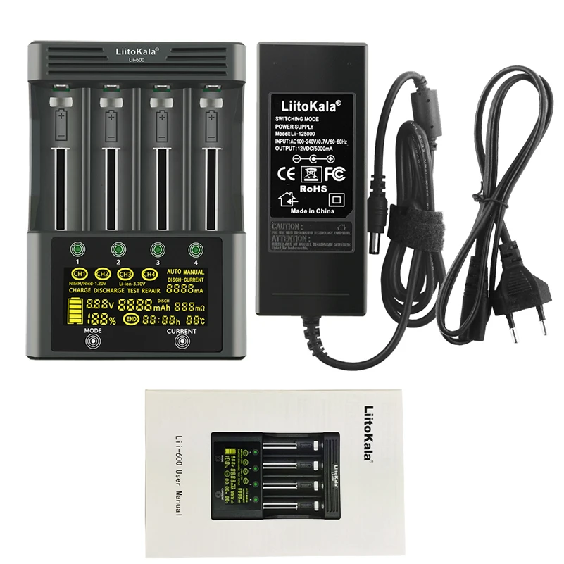 Battery Charger LiitoKala lii-500S lii-500 lii-600 3.7V 1.2V 18650 26650 21700 with Screen