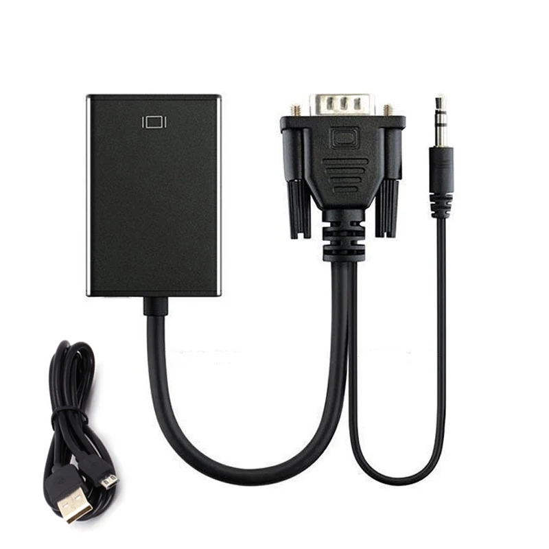 VGA преобразователь видеосигнала HDMI кабель с аудио и USB питание 1080P адаптер для портативных ПК к HDTV проектору монитор дисплея - Цвет: Ni Plated