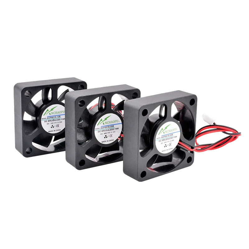 5cm 50mm 50x50x15mm DC5V 12V 24V 2pin Cooling Fan for chassis power supply charger inverter cooling fan