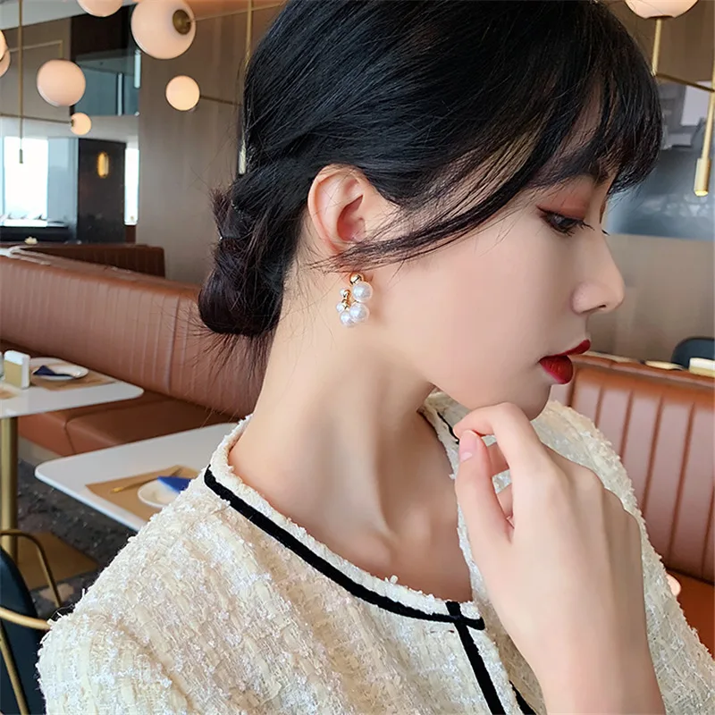 Elegant Celebrity Metal Korean Pearl Earrings For Woman Fashion Jewelry 2021 New Luxury Wedding Party Girl's Unusual Earrings - Image 3