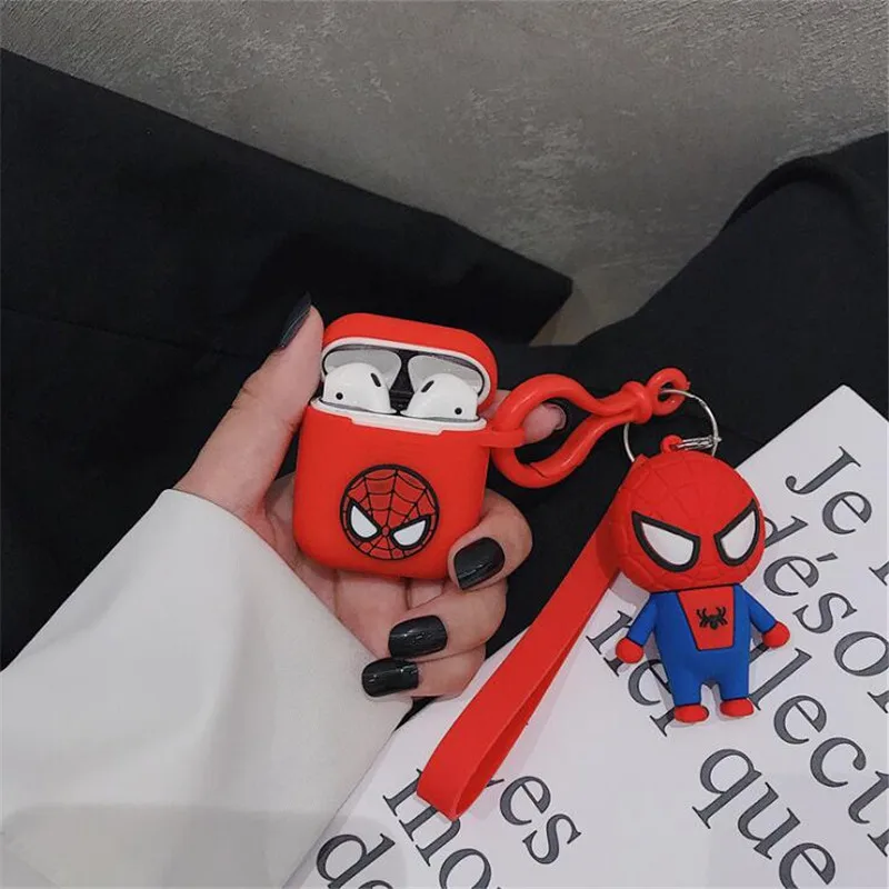 Marvel пленка Bluetooth шкаф для хранения гарнитуры Железный человек Спайдермен, Супермен, Бэтмен Капитан Америка Airpods зарядная коробка силиконовый чехол