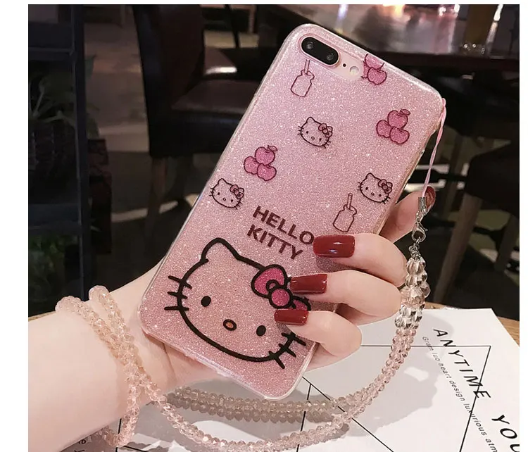 Милый мультяшный чехол hello kitty для телефона Apple, тонкий и мягкий силиконовый защитный чехол для Iphone 6 7 8 S Plus X XR XS XSMAX