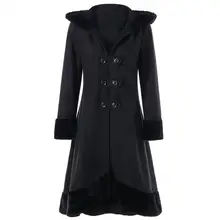 Кашемировое шерстяное Женское зимнее пальто размера плюс 5XL, повседневное теплое однотонное длинное пальто с капюшоном и меховым воротником, Женское пальто