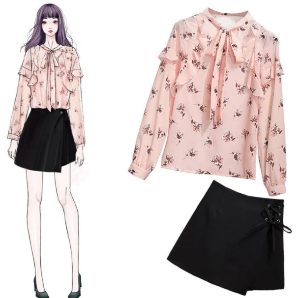 Nieuwe 2020 Lente Herfst Vrouwen Zoete 2 Stuk Meisjes Bloemenprint Blouse Tops En Mini Rok Past Vrouwelijke Verse Chiffon sets AQ604 Nieuwe 2020 Lente Herfst Vrouwen Zoete 2 Stuk Meisjes Bloemenprint Blouse Tops En Mini Rok Past Vrouwelijke Verse Chiffon sets AQ604