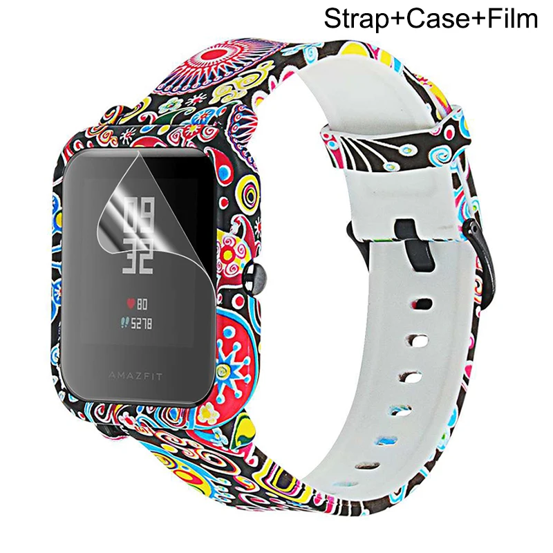 style 3 Симпатичный ремешок+ крышка+ протектор экрана для xiaomi correa amazfit bip ремень pulseira amazfit bip чехол Аксессуары - Цвет: style 3